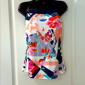 Hapari Multicolor Floral Halter Tankini/ NWT